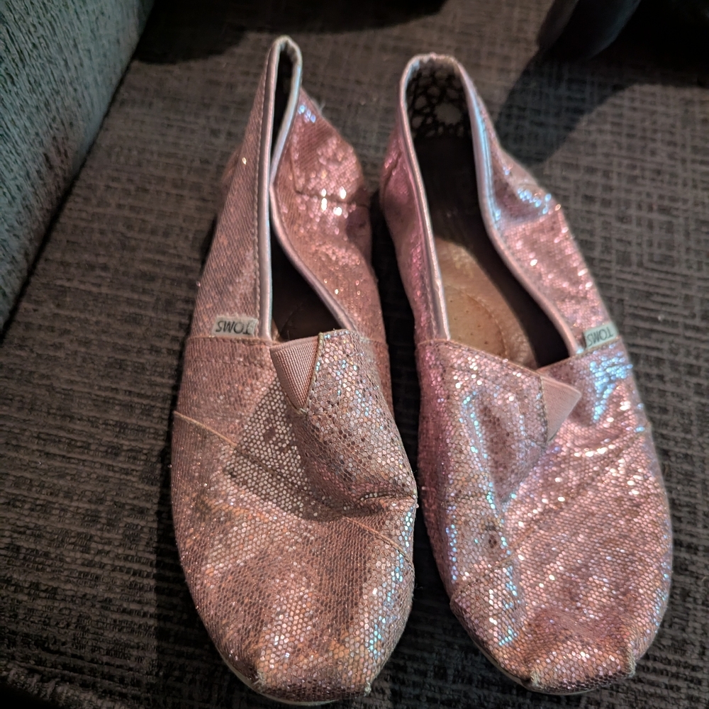 Toms Pink Sparkle Women's Shoes Size 9